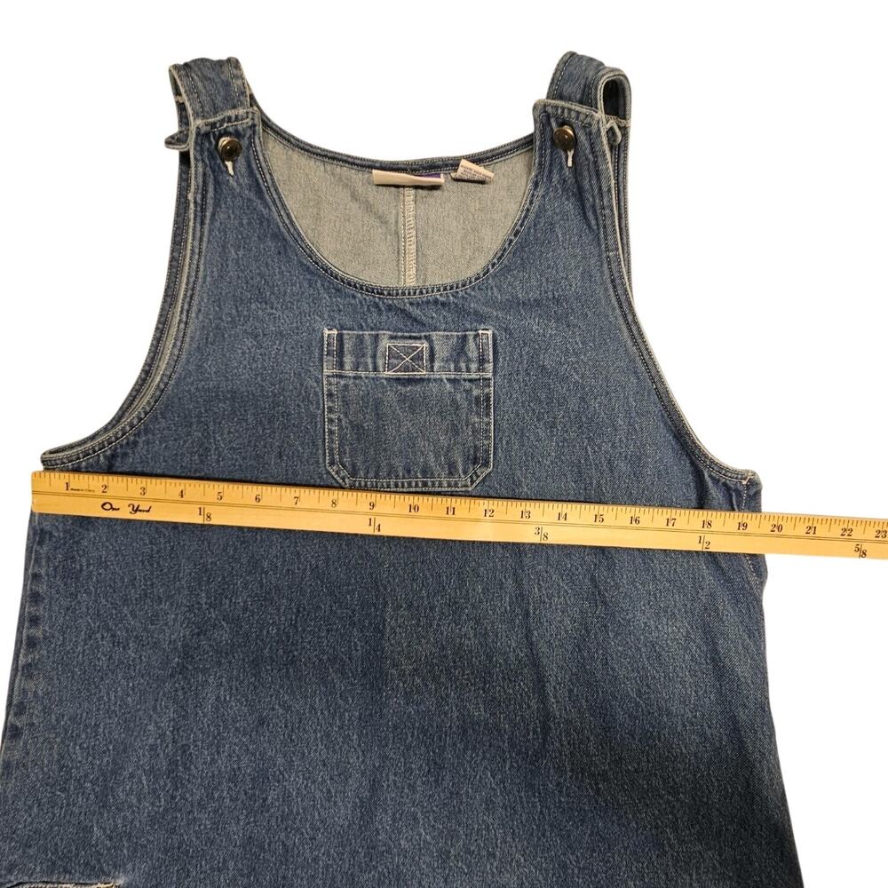 VTG 90s Overall Dress Denim Jean Cargo Blue Sleeveless Grunge Teacher Sz L - Picture 6 of 10